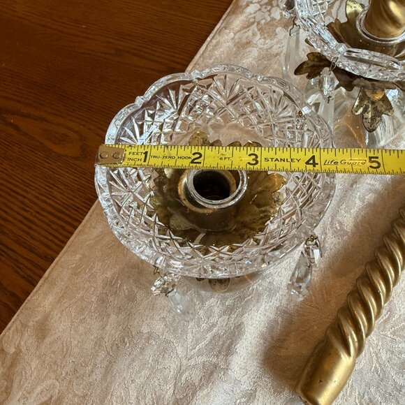 2 Vintage Crystal Bobeche Candle Drip Rings with Dangling Crystals - Picture 14 of 16